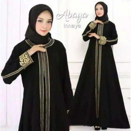 Gamis Mewah Dress Abaya Hitam Dubai Turkey Arab Saudi ziper inayah