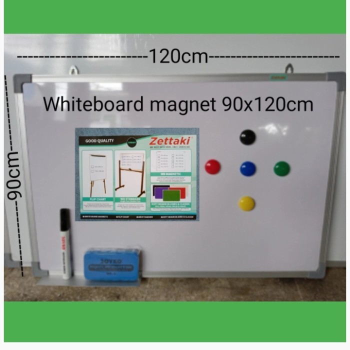 

PAPAN TULIS WHITEBOARD MAGNET GANTUNG SINGLE FACE ZETTAKI 90X120CM