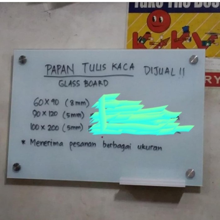 

Papan Tulis Kaca/Glassboard 60x90 Tebal 5mm magnetic