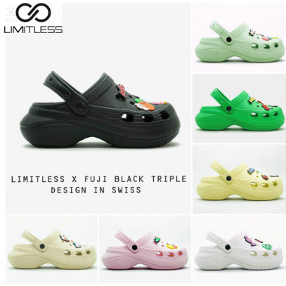 Limitless - Sandal Fuji Wanita Platfrom Tebal Dengan Jibbitz Viral
