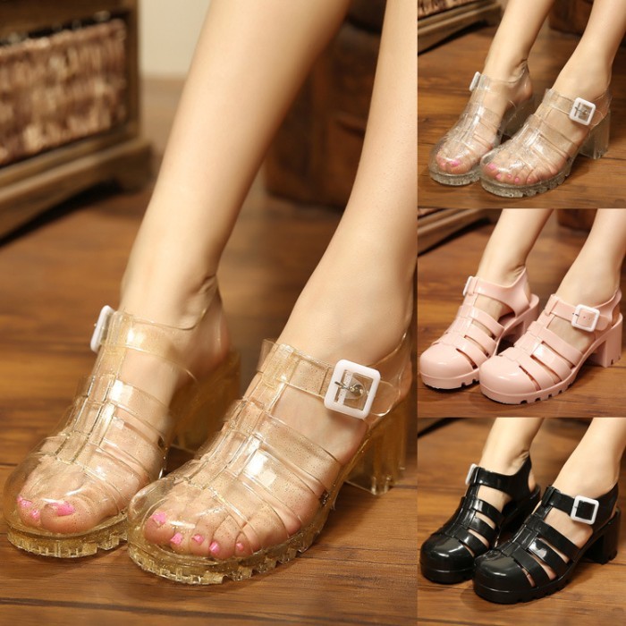 [TBIG] ERIKA Sandal Wedges Jelly Import Transparan Hak Tinggi