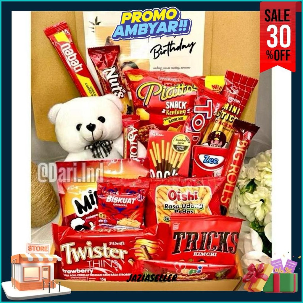 

Snack Box Kado Ulang Tahun / Hampers Snack Murah / Buket Snack / Buket Jajan / Kado Ulang Tahun / Hadiah Ulang Tahun / Hadiah Valentine / Kado Valentine / Kado Anniversary / Hadiah Anniversary / Hadiah Birthday / Hampers Cewek / Kado Natal Original Produk