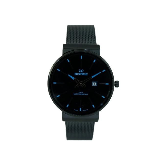 Murah Mirage Jam Tangan Pasangan Analog Full Hitam 8624 Pasir Dual Jarum