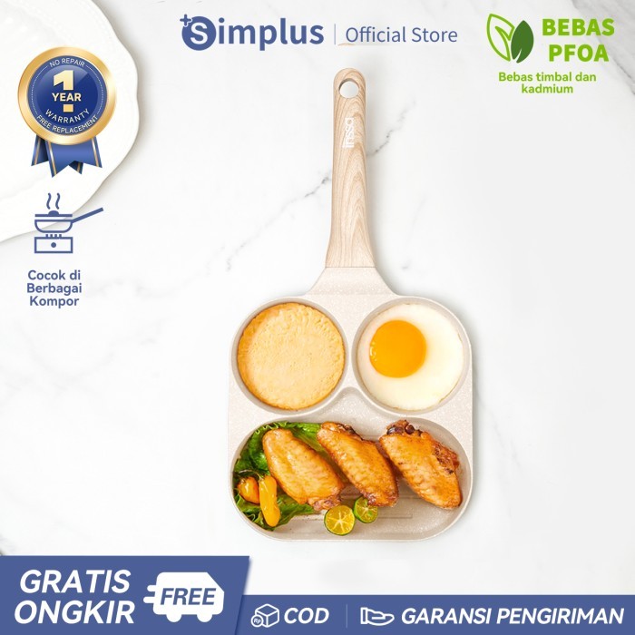 Simplus Wajan 3 Sekat Wajan Penggorengan 3 in 1 Wajan Telur Fry Pan