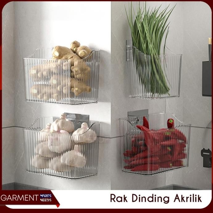 @@@@] Rak Dinding Akrilik Kulkas Bumbu Bawang Karet Kapas Kotak Organizer