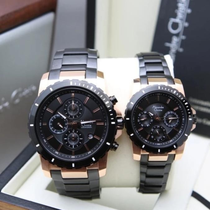 Promo Jam Tangan Couple Alexandre Christie Ac 6141 -Ac6141 Black Rosegold