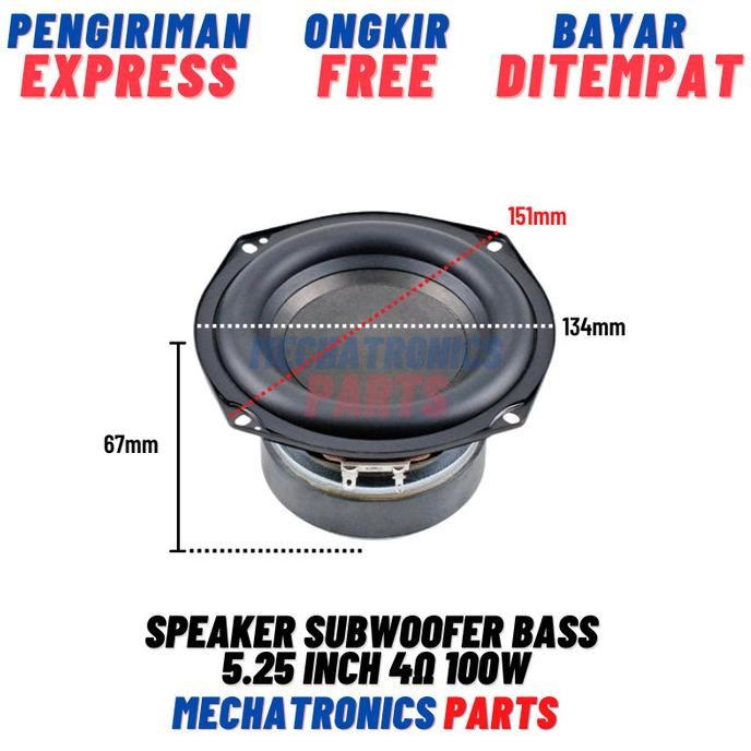 Speaker Subwoofer Bass 5.25 Inch 4 100W 5.25" 4 Ohm 100 Watt HiFi