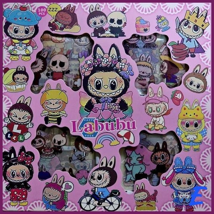 

| STV | LABUBU STICKER VIRAL BIG BOX ISI 100 LEMBAR AESTHETIC WATERPROOF STICKER KARAKTER ANTI AIR
