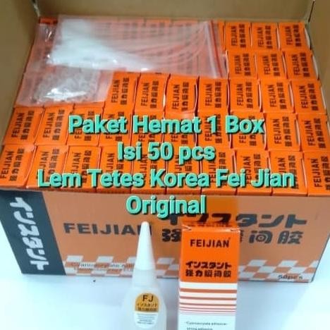 

Paket Hemat 1 Box isi 50 Pcs Lem Tetes Korea Fei Jian Daya Rekat Kuat