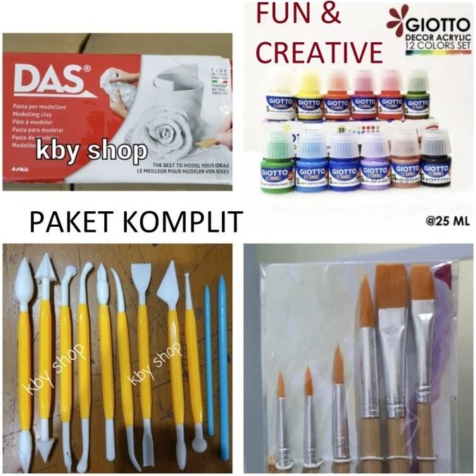 

Paket Kado Craft Art Set Clay Cat Acrylic Kuas Alat Pahat Tanah Liat
