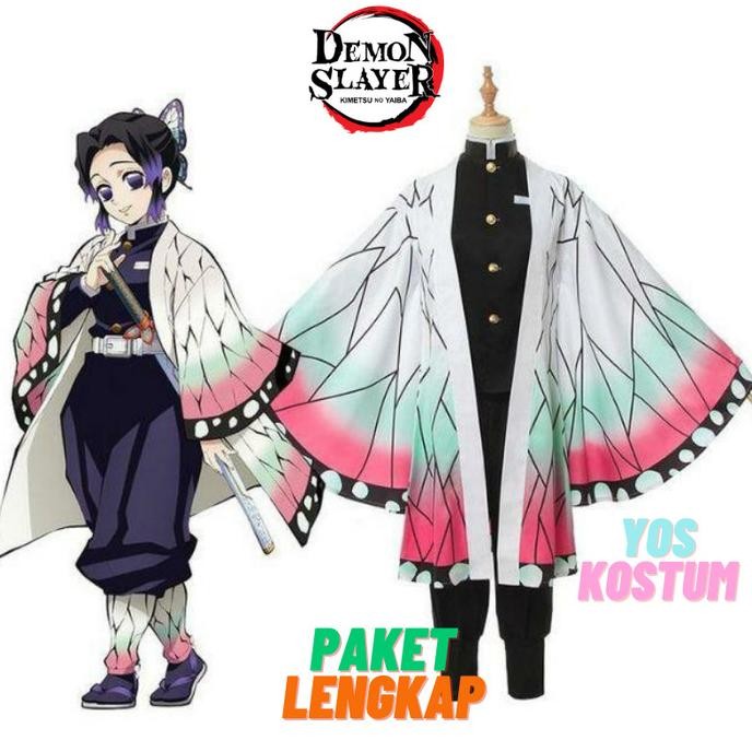 KOSTUM PRIA Kostum Shinobu Kocho Kimetsu No Yaiba Cosplay Anime Demon Slayer