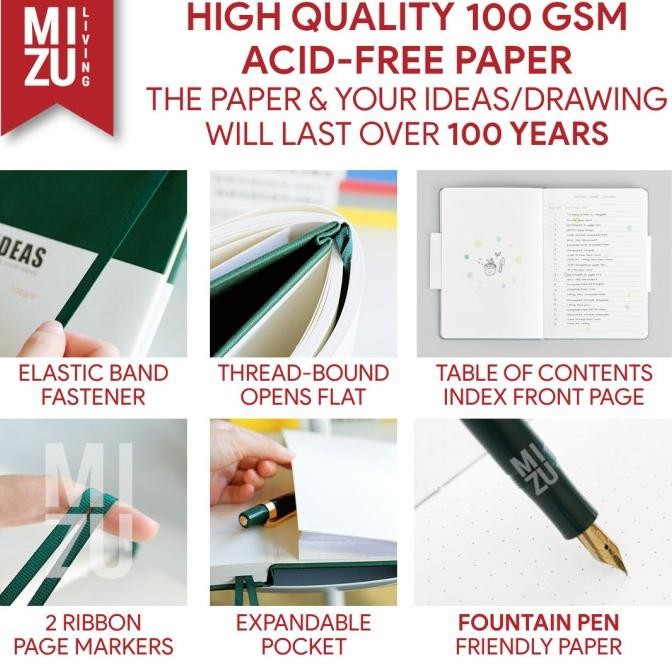 

PAPERIDEAS A6 HARDCOVER NOTEBOOK 100GSM FOUNTAIN PEN PAPER BUJO JURNAL