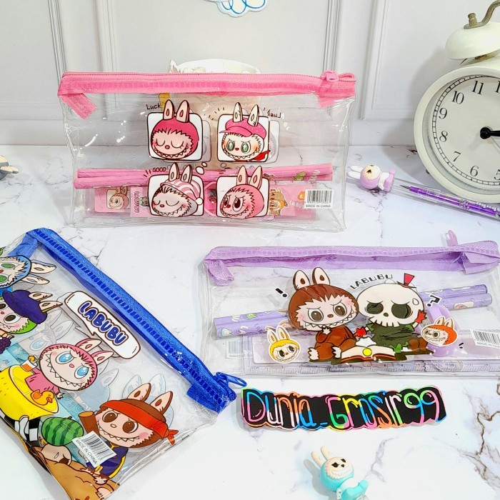 

Set Pouch Alat Tulis Labubu Super Cute Lucu Harga Termurah Isi Penggaris Pensil Penghapus Serutan +