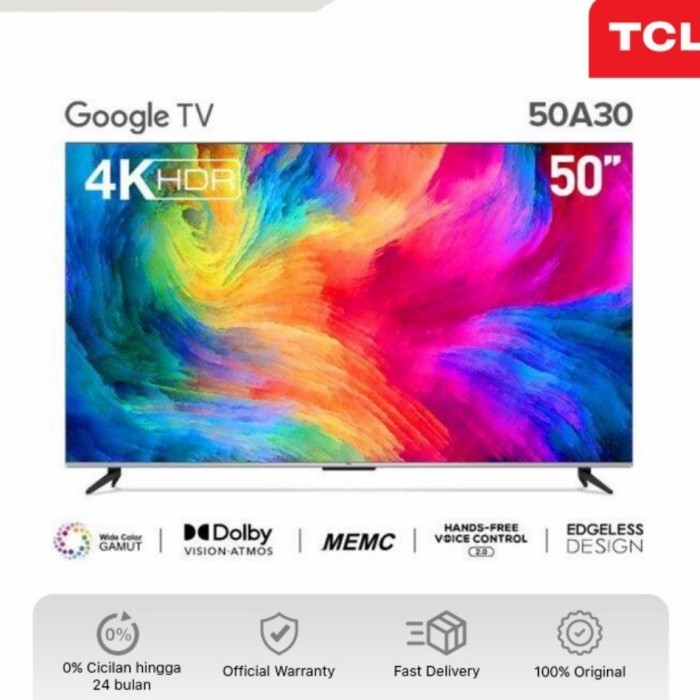 LED TCL 50A30 ANDROID 11 SMART TV 50inch 4K 50" A30 GOOGLE TV Bezelles