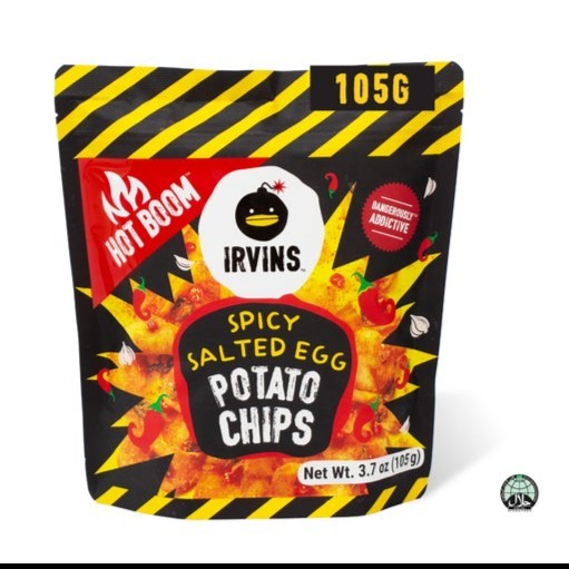 

IRVINS SPICY SALTED EGG POTATO CHIPS / HOT BOOM 105G MRWORLDSHOPPER