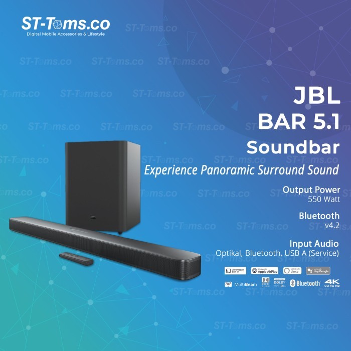 JBL Bar 5.1 Surround Immersive Soundbar Multibeam Sound Technology