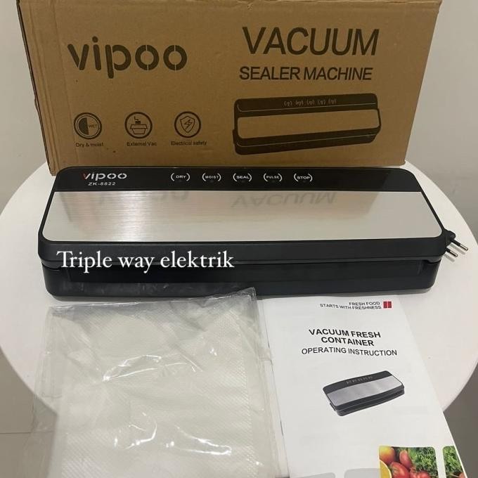 alat vacuum sealer makanan / mesin press plastik vacum vipoo