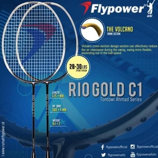 Spesial Raket Bulutangkis Flypower Rio Gold C1 Original