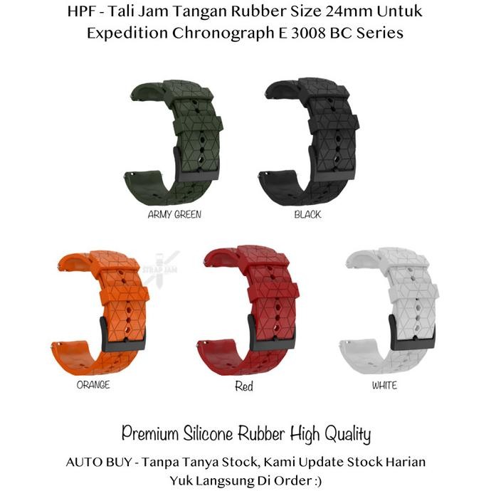 HPF 24mm Rubber Strap Expedition Chronograph E 3008 BC Series - Tali Jam Tangan Silikon Premium