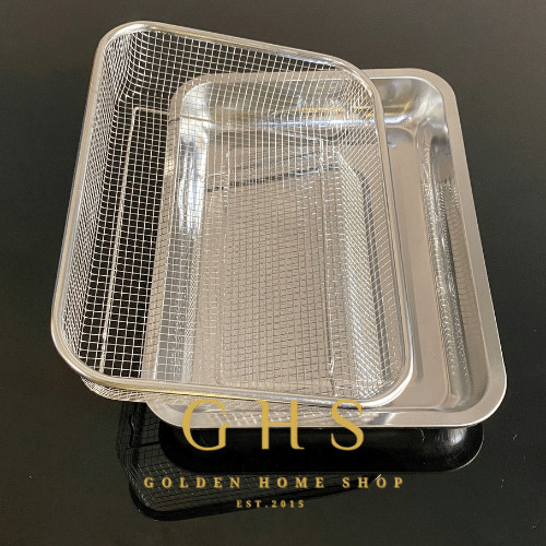 Saringan + Nampan Segi Besar Stainless Tirisan Gorengan Makanan