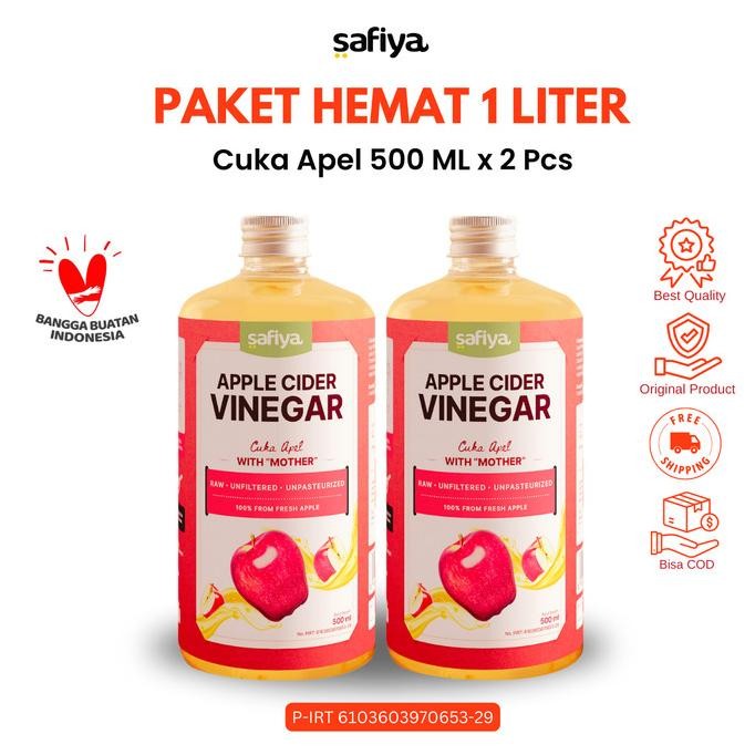 

Safiya Cuka Apel 1 Liter Fresh 100% Murni Apple Cider Vinegar With Mother Detox