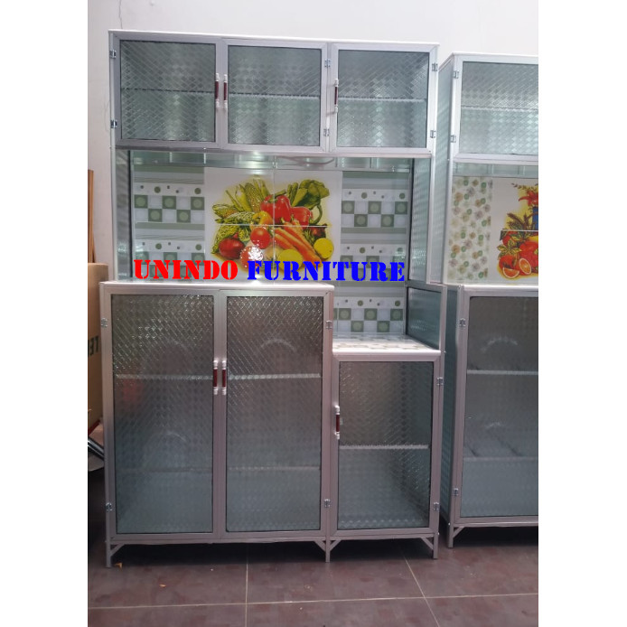 Rak Piring Lemari Dapur Keramik Aluminium 3 Pintu