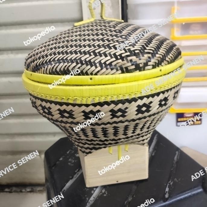 Bakul nasi bambu + tutup, bakul nasi besar 30cm,