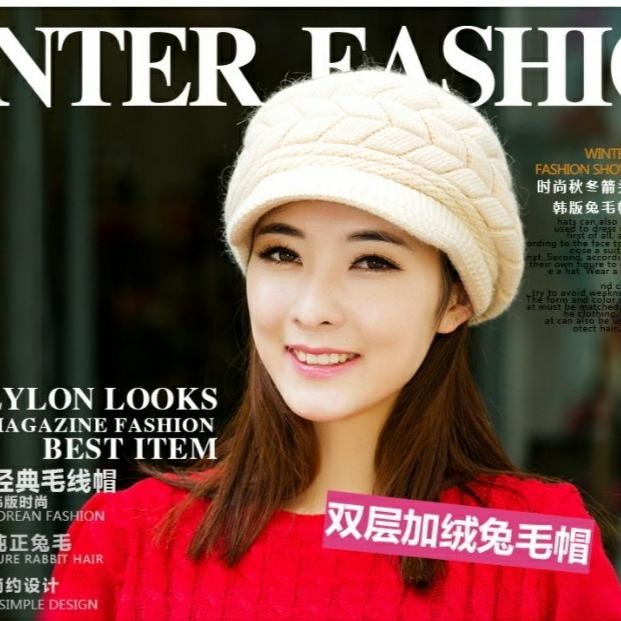 TOPI RAJUT KOREA TOPI HIJAB TOPI MUSIM DINGIN WANITA L82BJ