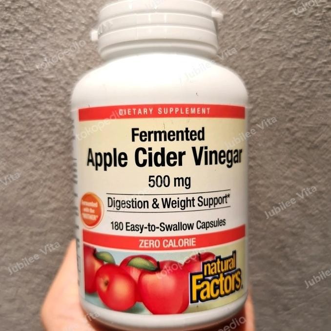 

NATURAL FACTORS APPLE CIDER VINEGAR CUKA APEL 500 MG w/MOTHER,180 CAPS