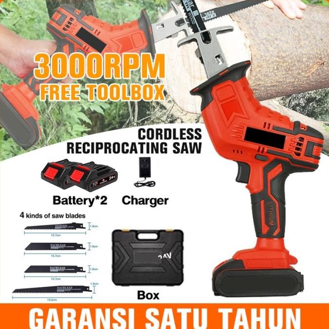 Reciprocating Saw Cordless Gergaji Kayu Recipro Gergaji Potong Battery