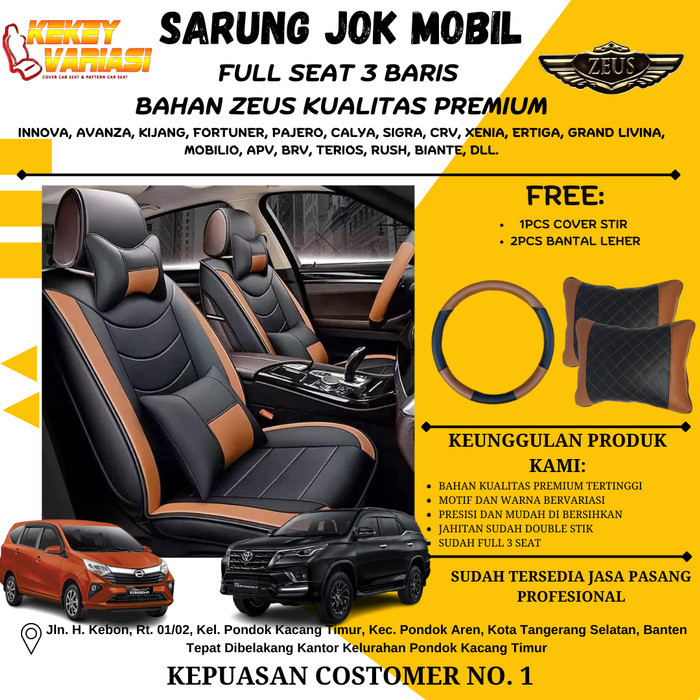 Promo/Sarung Jok Mobil Avanza, Inova,Calya Sigra Tiga Baris Bahan Zeus