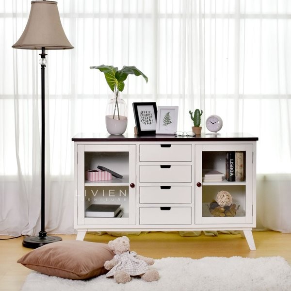 Lemari Kaca French Country Series - Lemari Dapur - Lemari Hias - LIVIEN Furniture