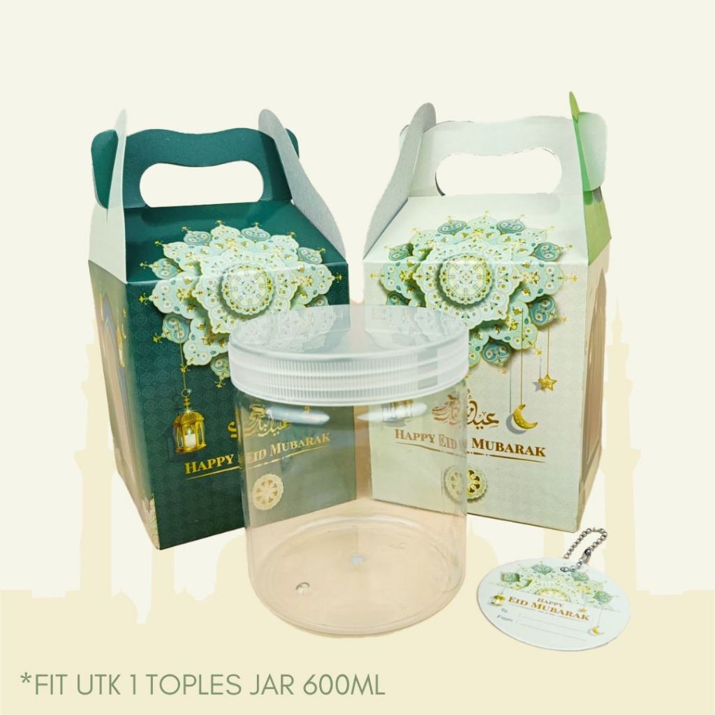 

Handle Box 1 Toples Jar Pet 600Ml Idul Fitri / Dus Tali Jinjing Lebaran