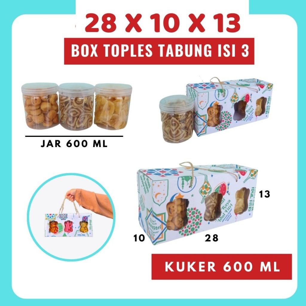 

Kardus Jinjing Tali Kuker Isi 3 28X10X13 Jinjing Tabung (Kuker Toples Jar 600Ml Isi 3) Box Jinjing