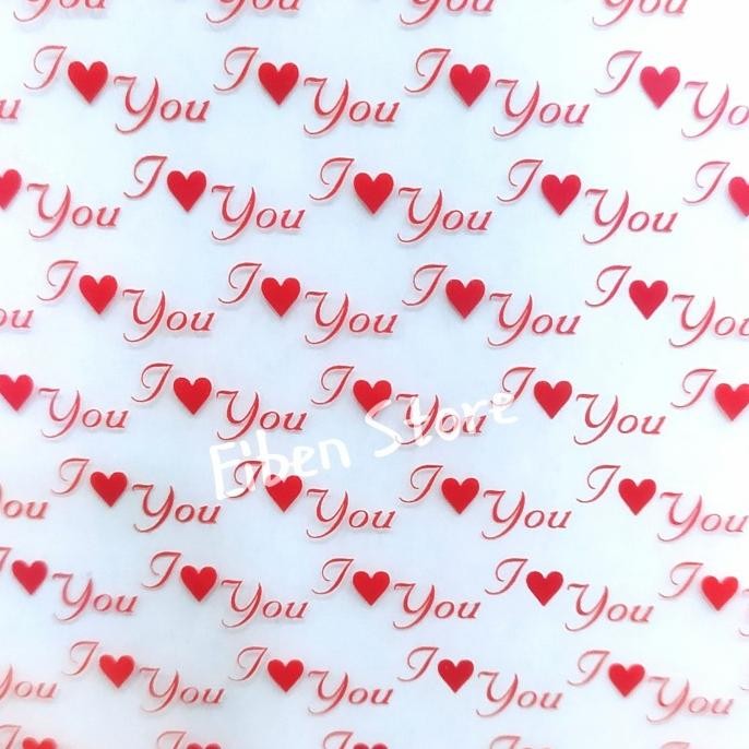 

Coklat Transfer/ Transfer Sheet Valentine I Love You Red 30X40Cm