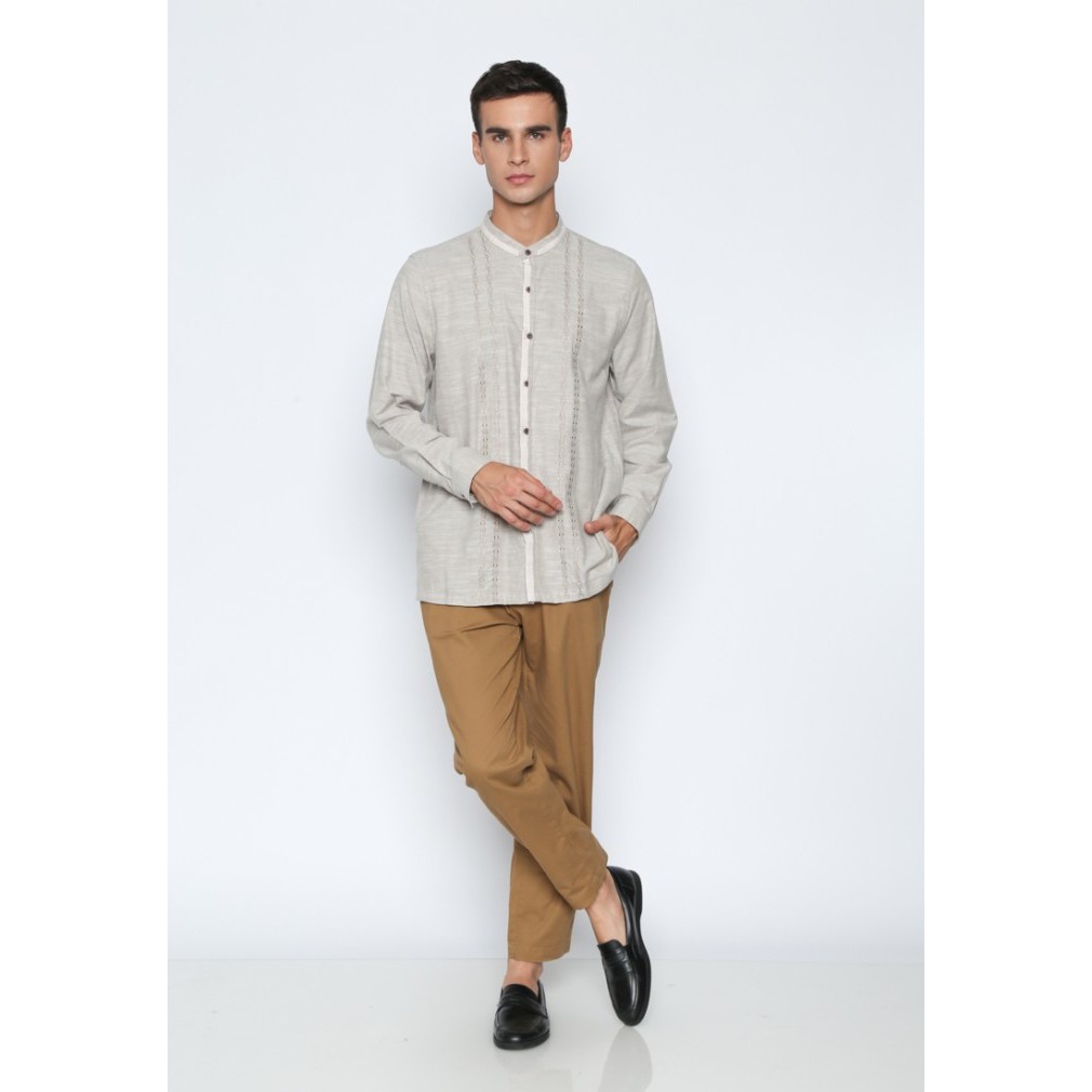 Murah VALINO KEMEJA KOKO LENGAN PANJANG PRIA KHAKI - V-BDEA09-C5 Non COD