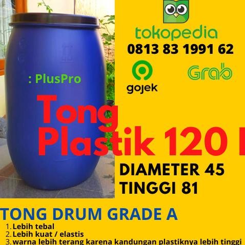 TERSEDIA DRUM AIR / 120 L LITER BARU / TONG SAMPAH / TONG BIRU TEBAL