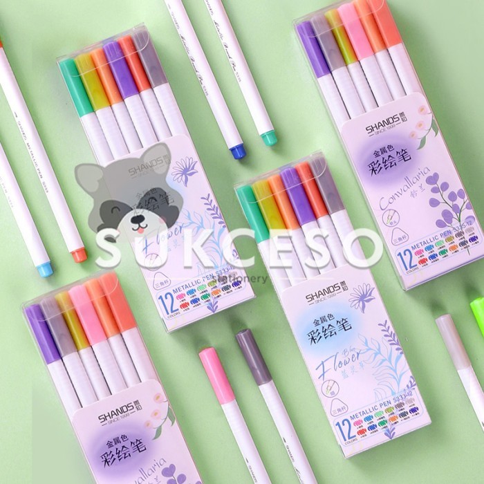 

PROMO Shands Metallic Pen Series Brush or Marker Set 12pc Lucu Unik