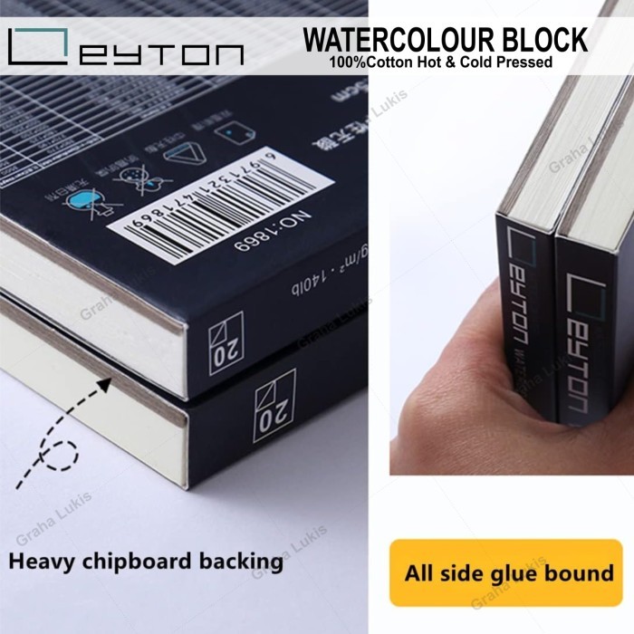 

SALE Leyton Watercolor Block 100% Cotton CP/HP 27x19.5cm + Lancet