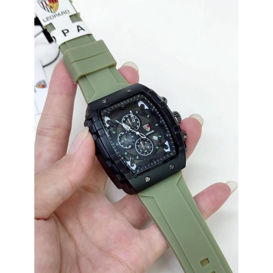 Jam tangan pria Leopard sport tali rubber tanggal aktif