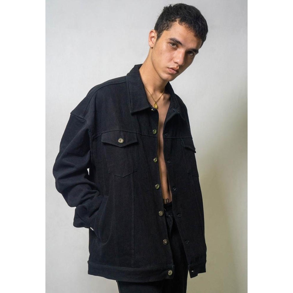 OCWA STORMI OVERSIZED DENIM JACKET WASHED BLACK MAN STOK TERBATAS