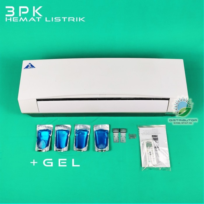 Kipas Angin AC Remote 3PK + LED + ICE GEL Kipas Dinding Remot Model