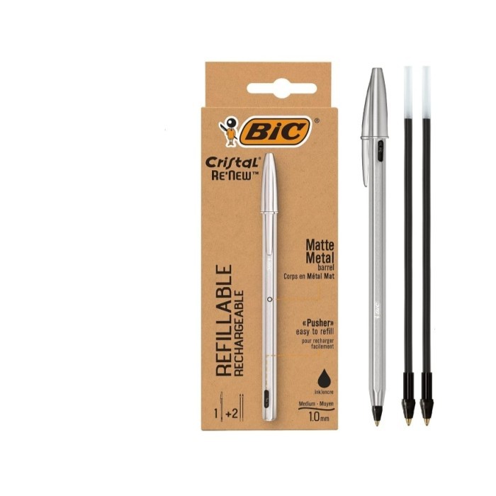 

Bic Cristal ReNew Metal Pen 1.0 Set (Pen+2 Refills)