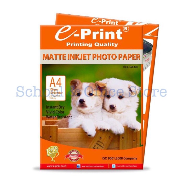 

E-Print Matte Inkjet Photo Paper A4 / Kertas Foto Inkjet Eprint A4