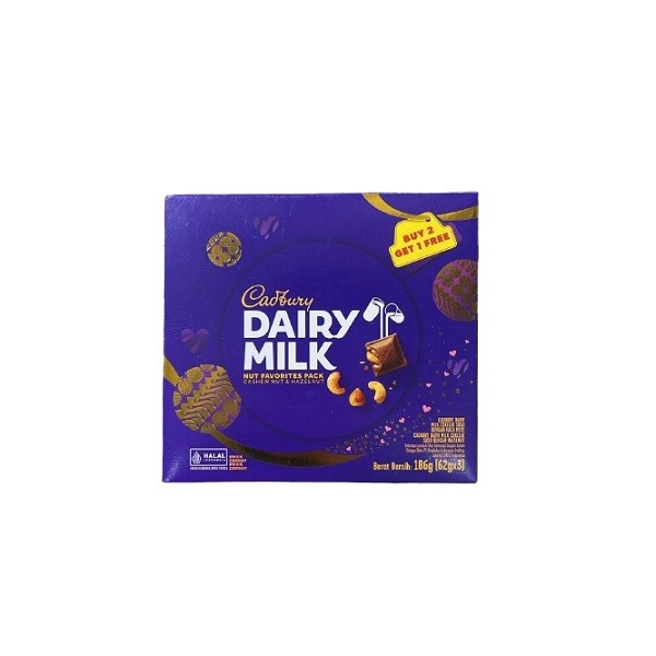 

CADBURY DAIRY MILK CASHEW NUT BUNDLE PACK 3 X 62 GR