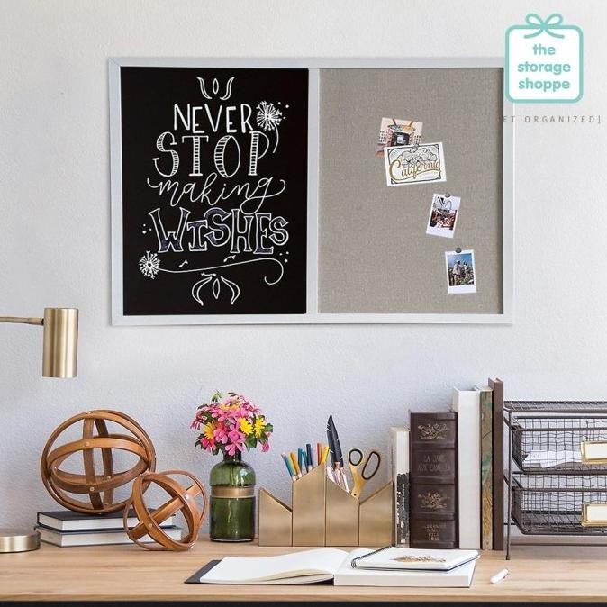

MAGNETIC CHALK BOARD FABRIC PUSHPIN BOARD COMBO PAPAN TULIS BULLETIN