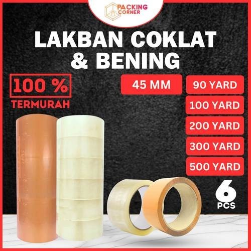 

1 Slop / 6Pcs Lakban Bening Coklat 2 Inch 90 Yard Plakban Bening Coklat 45Mm 2 Inci 90Yard 1 Slope