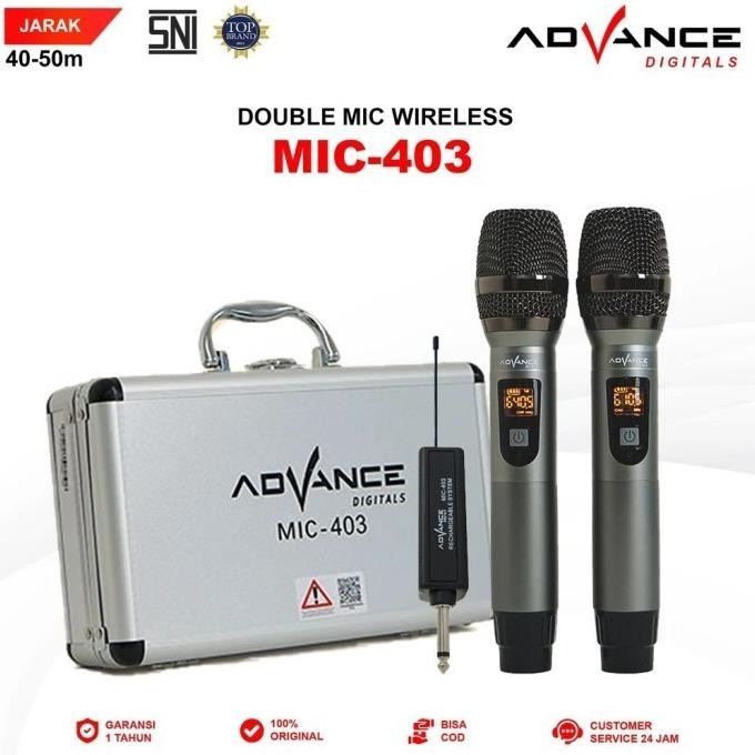 Promo Advance Mic Wireless Mic403 / Mic-403 Microphone Mic Wireless Double (Batrei Dapat Di Charger 