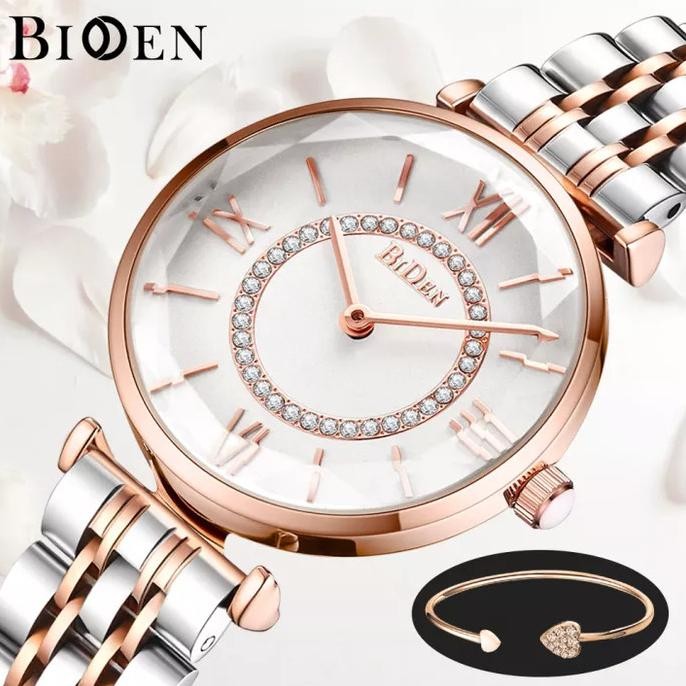 Biden Jam Tangan Wanita Anggun Mode Tali Stainless Steel Tahan Air Jam