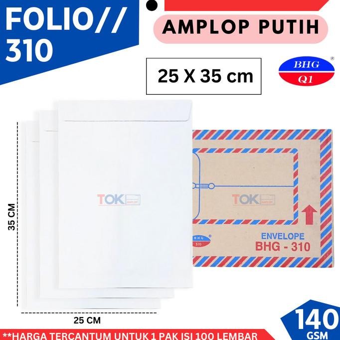 

Amplop Putih FOLIO (25x35Cm) TEBAL 140gsm isi 100lbr